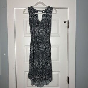 Margaret O'Leary Blue Floral Mini Dress Tie Waist Boho Hippie